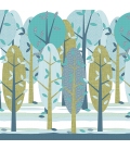 Mural Bosque de Árboles azul