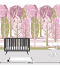 Mural Bosque de Árboles rosa